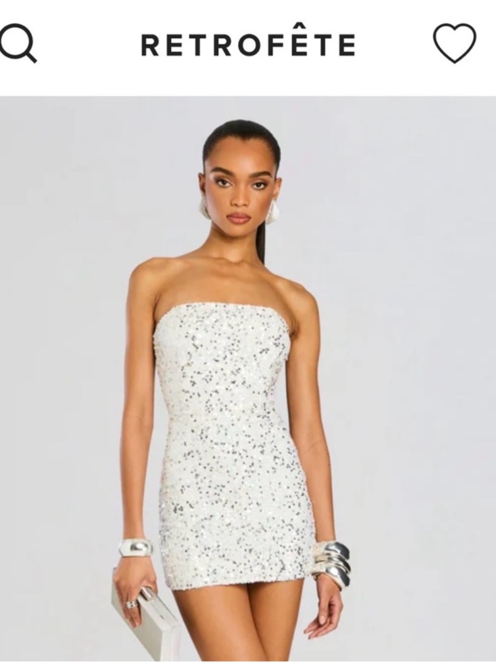 Retrofête White Strapless Sequin Mini Dress